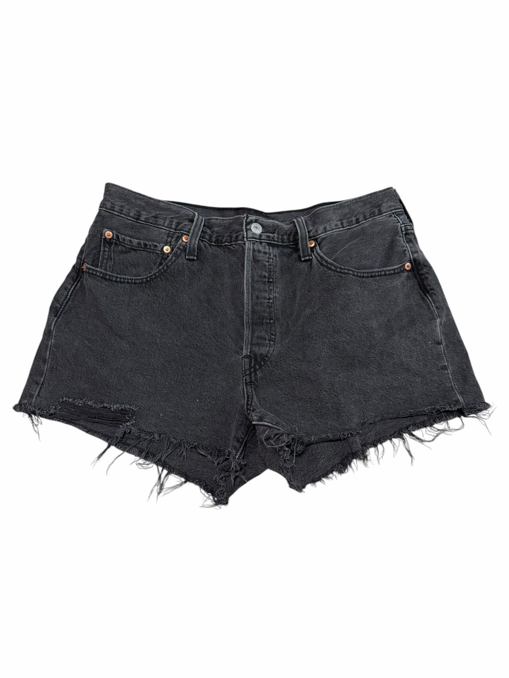 Levi's‎ 501 Original High Rise Denim Cutoff Shorts | Washed Black | Size 32